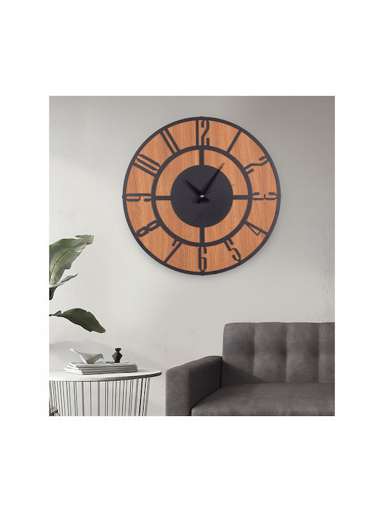 HomeMarkt Silent Wall Clock Metallic Black/heartwood Ø50cm