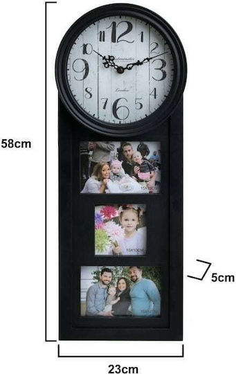 Click Wanduhr Kunststoff Schwarz 23x58cm