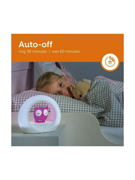 Zazu Night Light Lou The Owl Battery Pink With Sensor