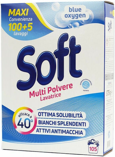 Soft Blue Oxygen Απορρυπαντικό Ρούχων σε Σκόνη 6.3kg (105 Μεζούρες)