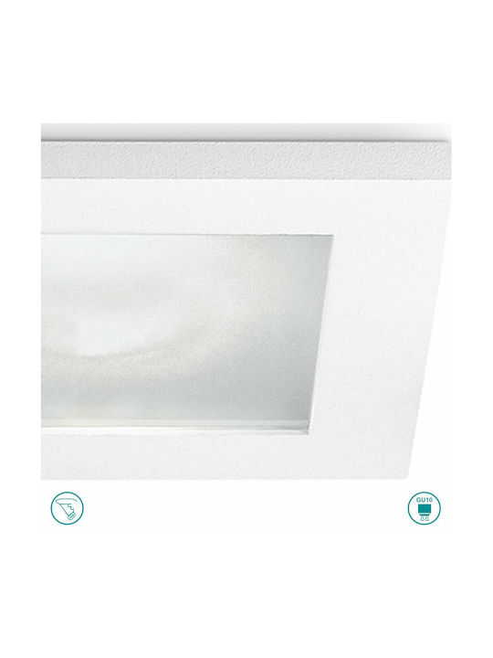 Gea Luce Nova Square Metallic Recessed Spot with Socket GU10 White 9x9cm. 1pcs