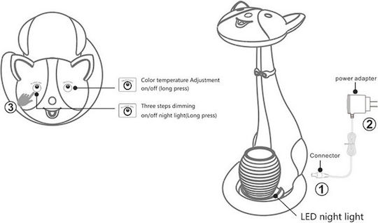 Com Led Kids Desk Lamp Cat Blue 16x18x36εκ.