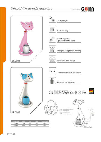 Horoz Electric Led Kids Desk Lamp Cat Pink