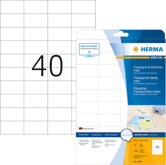 Herma 1000 Self-Adhesive Rectangular A4 Labels 52.5x29.7mm