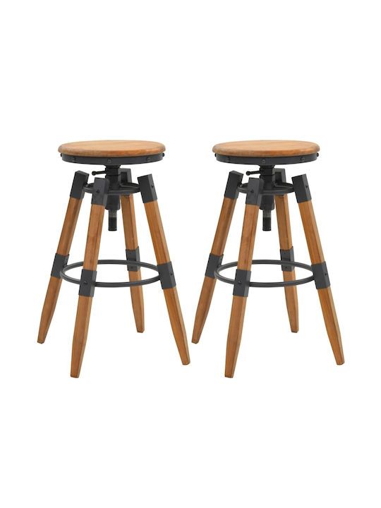 Stool Bar Wooden Brown 2pcs 53.5x53.5x79cm