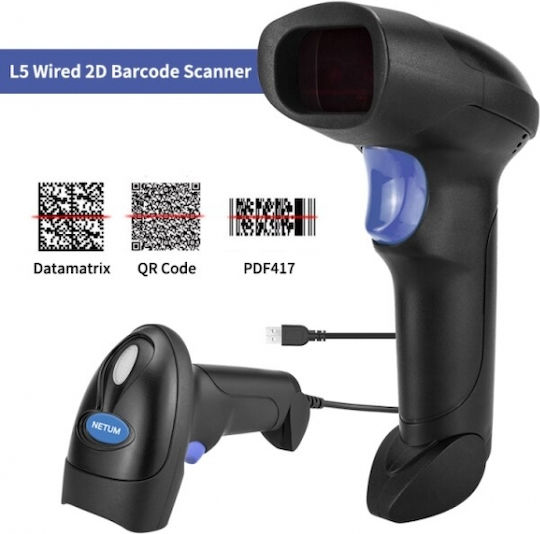 Netum Handheld Scanner Wired with 2D and QR Barcode Reading Capability