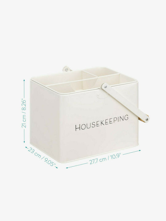 Navaris Cleaning Caddy Metallic Storage Box Cream 27.7x23x21cm