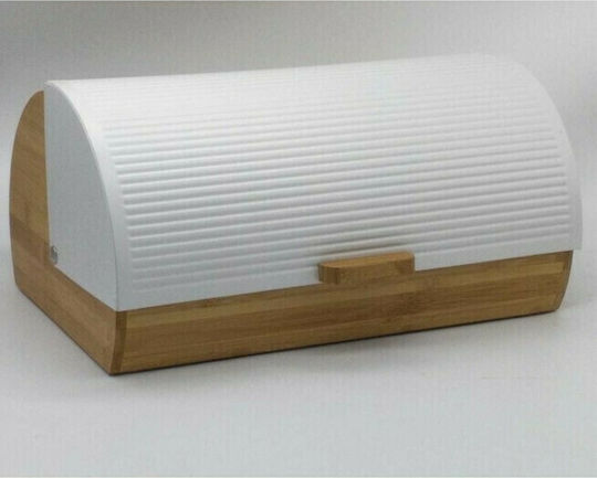 Marva Wooden Bread Box with Lid White Stripes 39x28x18.5cm