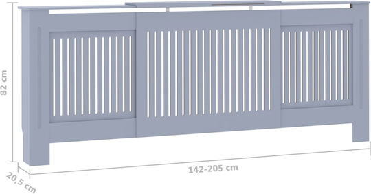 vidaXL Калориферен Капак от MDF Сив Разтегаем 205x20.5x82см