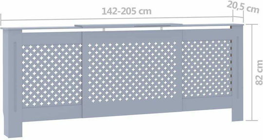 vidaXL Калориферен Капак от MDF Сив Разтегаем 205x20.5x82см