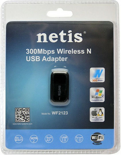 Netis WF2123 Αντάπτορας Δικτύου USB με Ασύρματη Σύνδεση Wi-Fi 300Mbps