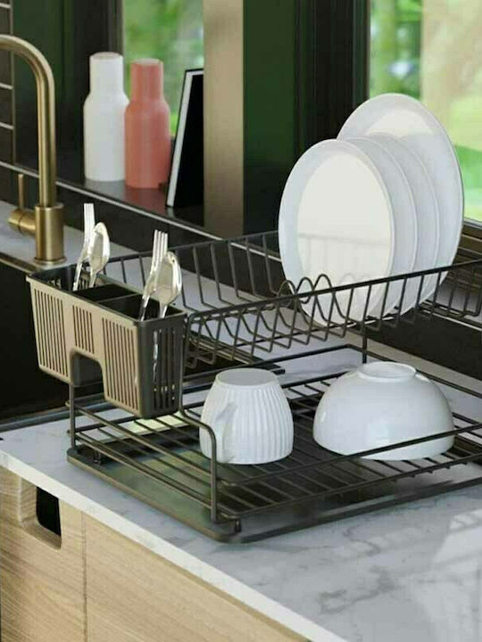 Tekno-Tel Στραγγιστήρι Νεροχύτη Μεταλλικό Μαύρο 36x30x21cm