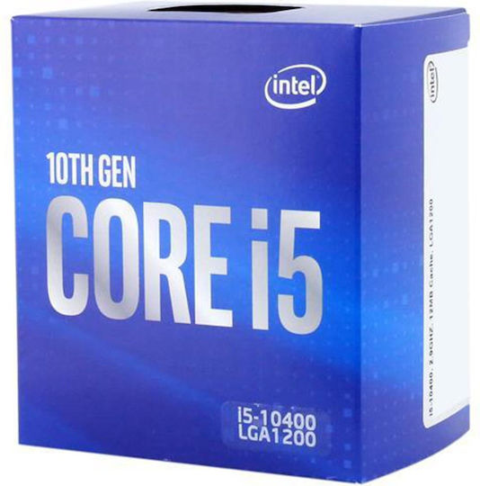 Intel Core i5-10400F 2.9GHz Επεξεργαστής 6 Πυρήνων για Socket 1200 σε Κουτί με Ψύκτρα