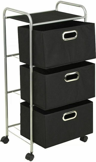 vidaXL Metallische Aufbewahrungsbox mit Rädern Schwarz 41,5x31x89,5cm