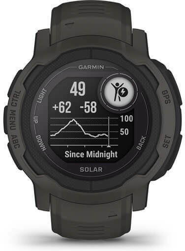 Garmin Instinct 2 Solar 45mm Αδιάβροχο Smartwatch με Παλμογράφο (Graphite)