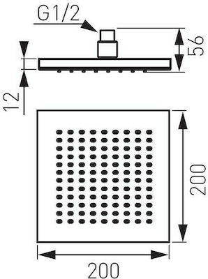 Karag Brass Square Showerhead Silver 20x20cm Squerto