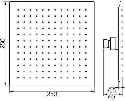 Orabella Inox Square Showerhead Inox 25x25cm Slim