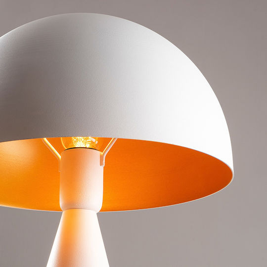 Opviq Metal Table Lamp for Socket E27 with White Shade and Base
