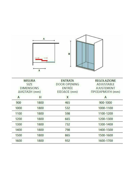Karag Penta 300 PENS300100 Shower Screen for Shower with Sliding Door 100x180cm Serigrafato