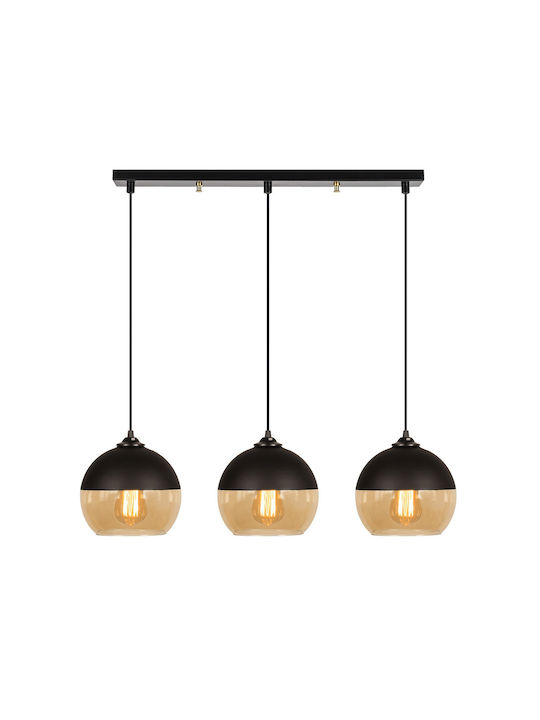 Camini Pendant Light Three-Light Rail for Socket E27 Black