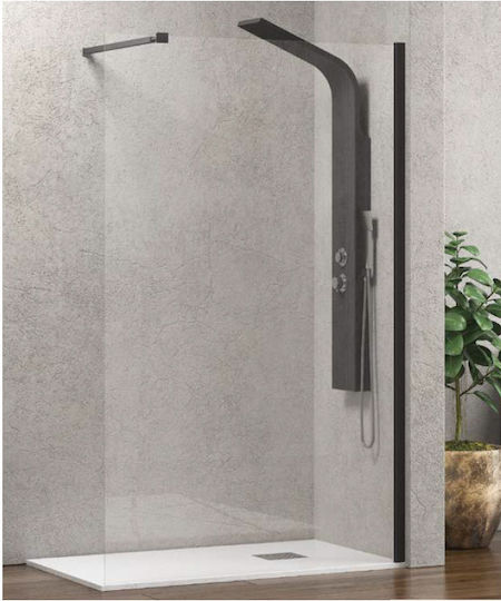 Karag Walkin 1 Duschwand für Dusche 170x200cm Klarglas Nero
