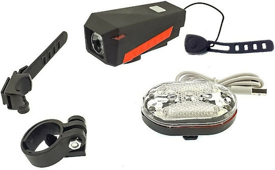 DX-002 Rechargeable Front Bicycle Light Waterproof Led 350LM & Horn Siren 140DB