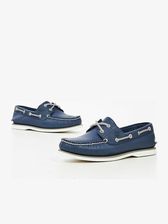 Δερμάτινα Ανδρικά Boat Shoes σε Μπλε Χρώμα