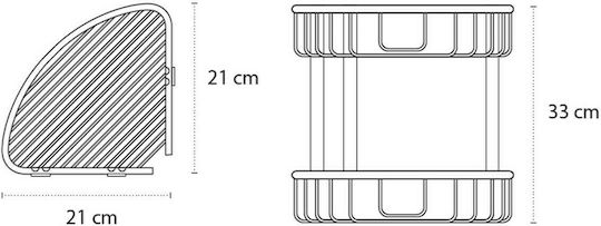 Karag Reti Ъглов Стенен Рафт за баня Inox с 2 рафта 21x21x33см Сребриста
