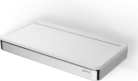 Geesa Frame Wall Mounted Bathroom Shelf Metallic 21x10.8x2.5cm Chrome White Matt White
