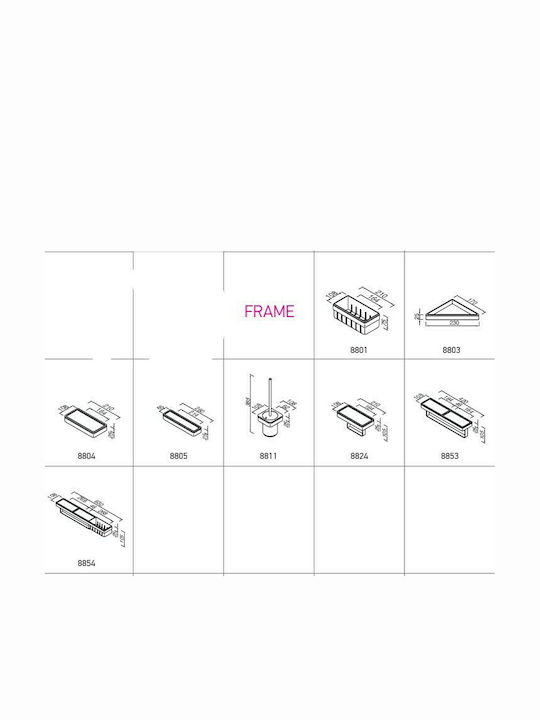 Geesa Frame Wall Mounted Bathroom Shelf Metallic 63x10.8x10.5cm Black Matt Black
