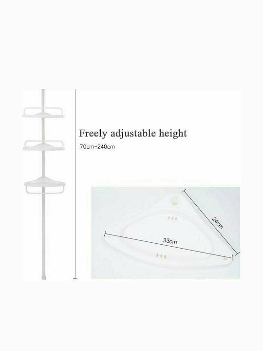 Factory SQ-1908 Corner Wall Mounted Bathroom Shelf Plastic with 4 Shelves 33x24x240cm White