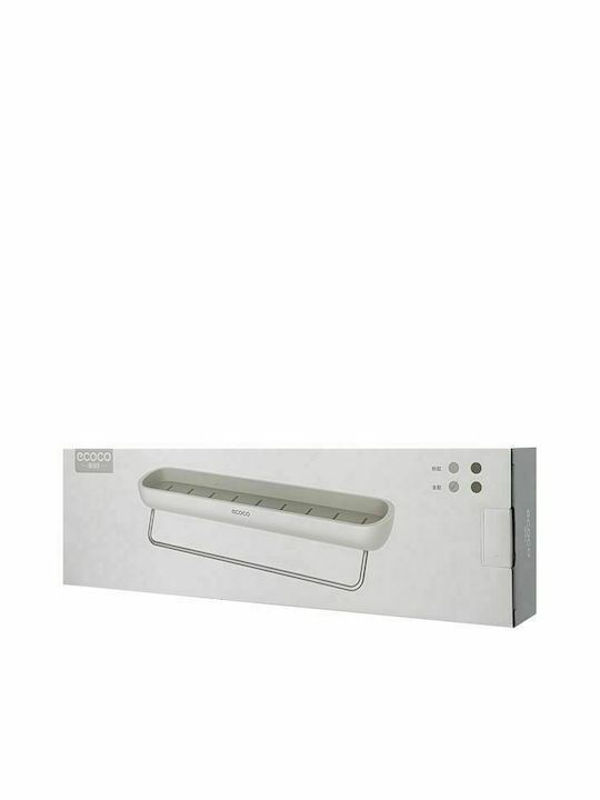 Ecoco Montat pe perete Raft Baie Plastic 12.4x6x42.7cm Albă