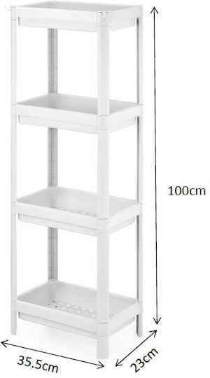 Ankor Floor Bathroom Shelf Plastic with 4 Shelves 35.5x23x100cm White