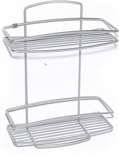 Metaltex Onda Wall Mounted Bathroom Shelf Metallic with 2 Shelves 26x11x35cm Silver