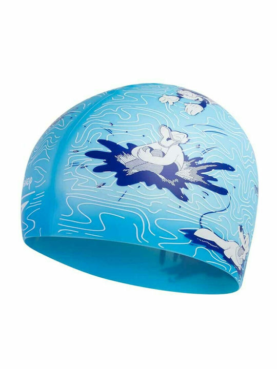 Speedo Disney Mickey Print Silicone Kids Swimming Cap Blue