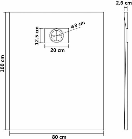 vidaXL Rectangular Acrylic Shower White 80x100x2.6cm