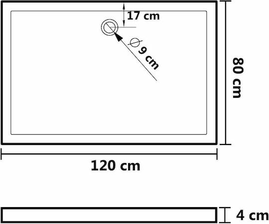 vidaXL Правоъгълена Акрил душ 80x120см Бял
