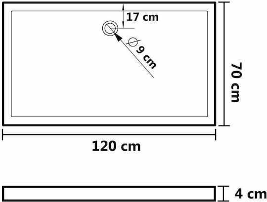 vidaXL Rectangular Acrylic Shower White 70x120x4cm