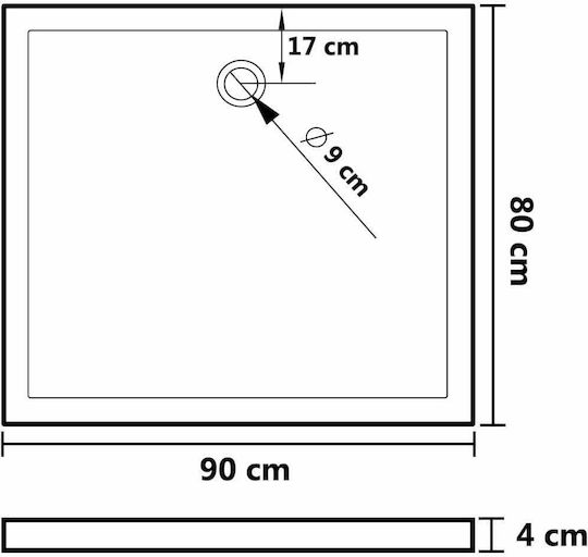 vidaXL Rectangular Acrylic Shower White 80x90x4cm