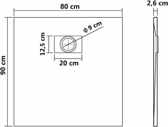 vidaXL Rectangulară Acrilic Duș 90x80cm Maro