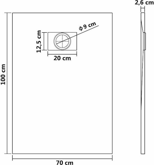 vidaXL Rectangular Acrylic Shower Brown 100x70x2.6cm