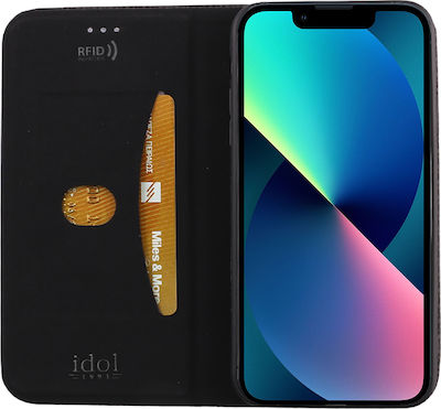 Idol 1991 Elite Anti-RFID Книга Изкуствена кожа Черно (iPhone 13) 8297205