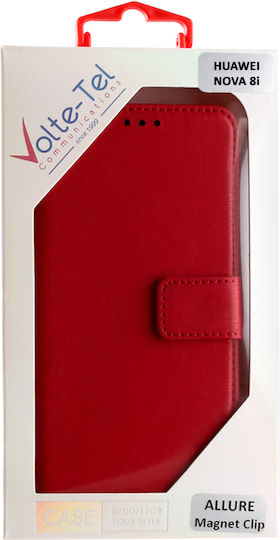 Volte-Tel Allure Magnet Brieftasche Synthetisches Leder Rot (Huawei Nova 8i)