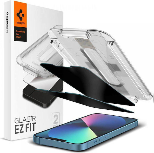 Spigen Ez Fit Glas.tr Slim Privacy Vollflächig gehärtetes Glas 2 Stücke iPhone 13 Pro Max
