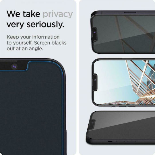 Spigen GLAS.tR EZ Fit Privacy Full Face Tempered Glass 2τμχ (iPhone 17e / 16e / 14 / 13 / 13 Pro)