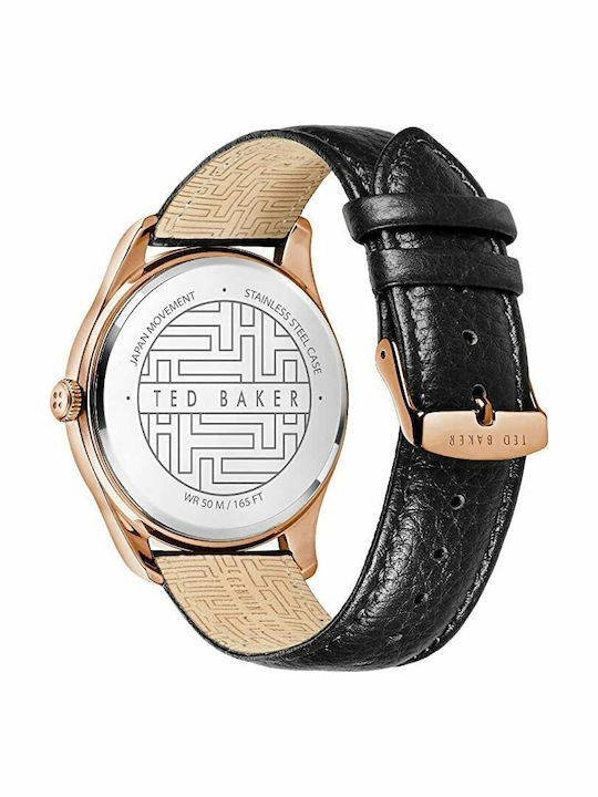 Ted Baker Daquir Herrenuhr 40mm Chronograph Batterie mit Schwarz Lederarmband