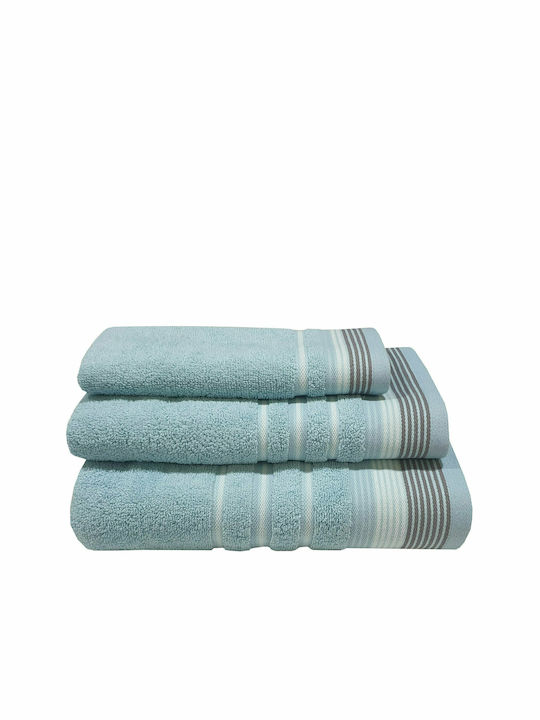 Le Blanc Bath Towel Set 3pcs Satin Stripe Petrol In a box Weight 500gr/m²