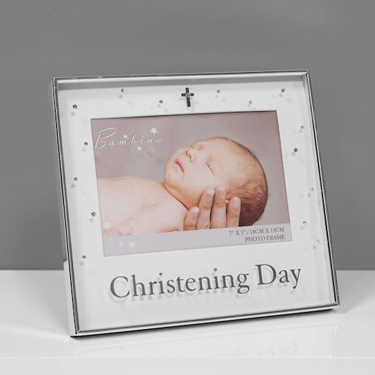 Bambino Mio Christening Kids Picture Frame Silver Plated White 18x13cm
