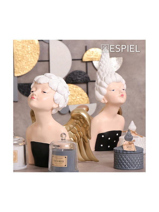 Espiel Decorative Fairy Polyresin Ladies With Feathers in Black/Gold 21x17x36cm 1pcs