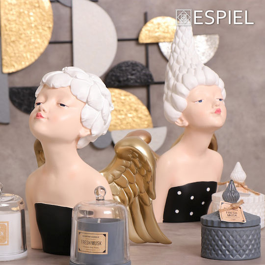 Espiel Διακοσμητική Νεράιδα Πολυρητίνης Ladies Με Φτερά σε Μαύρο/Χρυσό 21x17x36cm